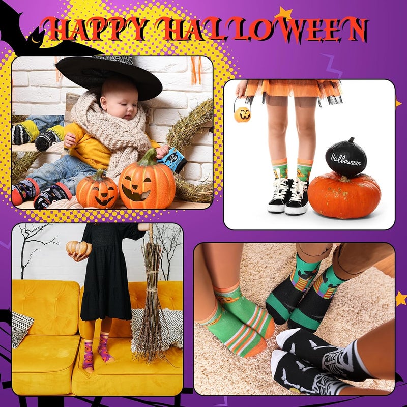 Shinymoon 12 Pairs Kids Halloween Socks Novelty Socks Cotton Crew Socks for Boys Girls Holiday Funny Crazy Gifts - Image 5